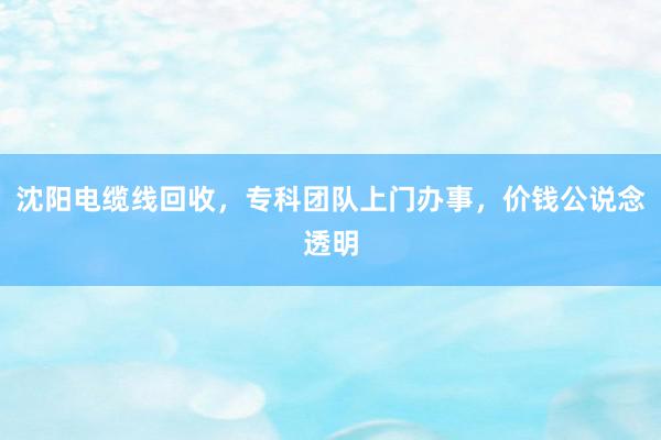 沈阳电缆线回收，专科团队上门办事，价钱公说念透明